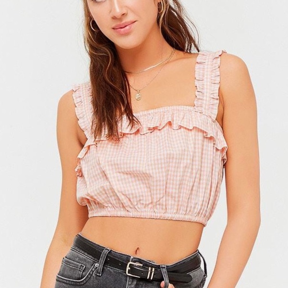 Forever 21 Gingham Ruffle Crop Top
